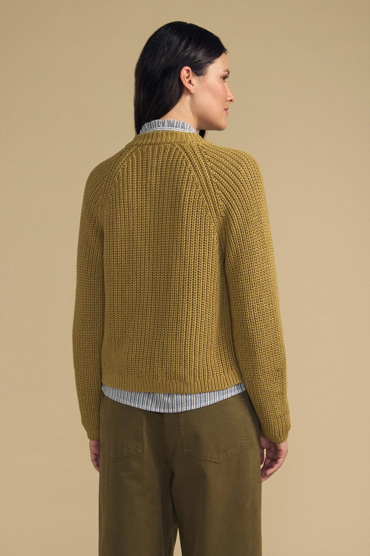 Velvet Lisabeth Chunky Pima Cotton Cardigan in Khaki