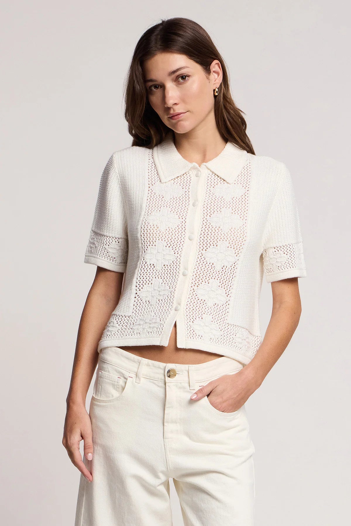 Velvet by Graham & Spencer Rosemond Cardigan in Milk