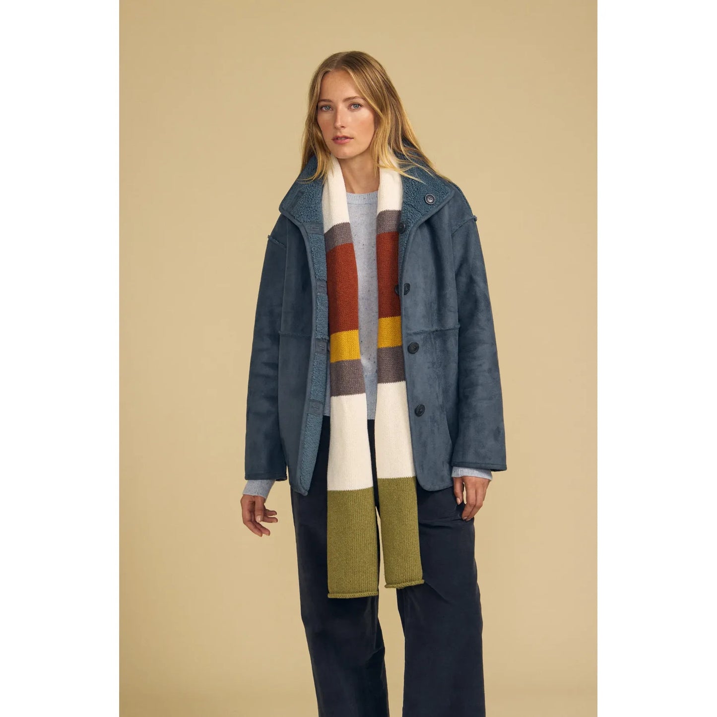 Velvet Jade Cotton Cashmere Striped Scarf