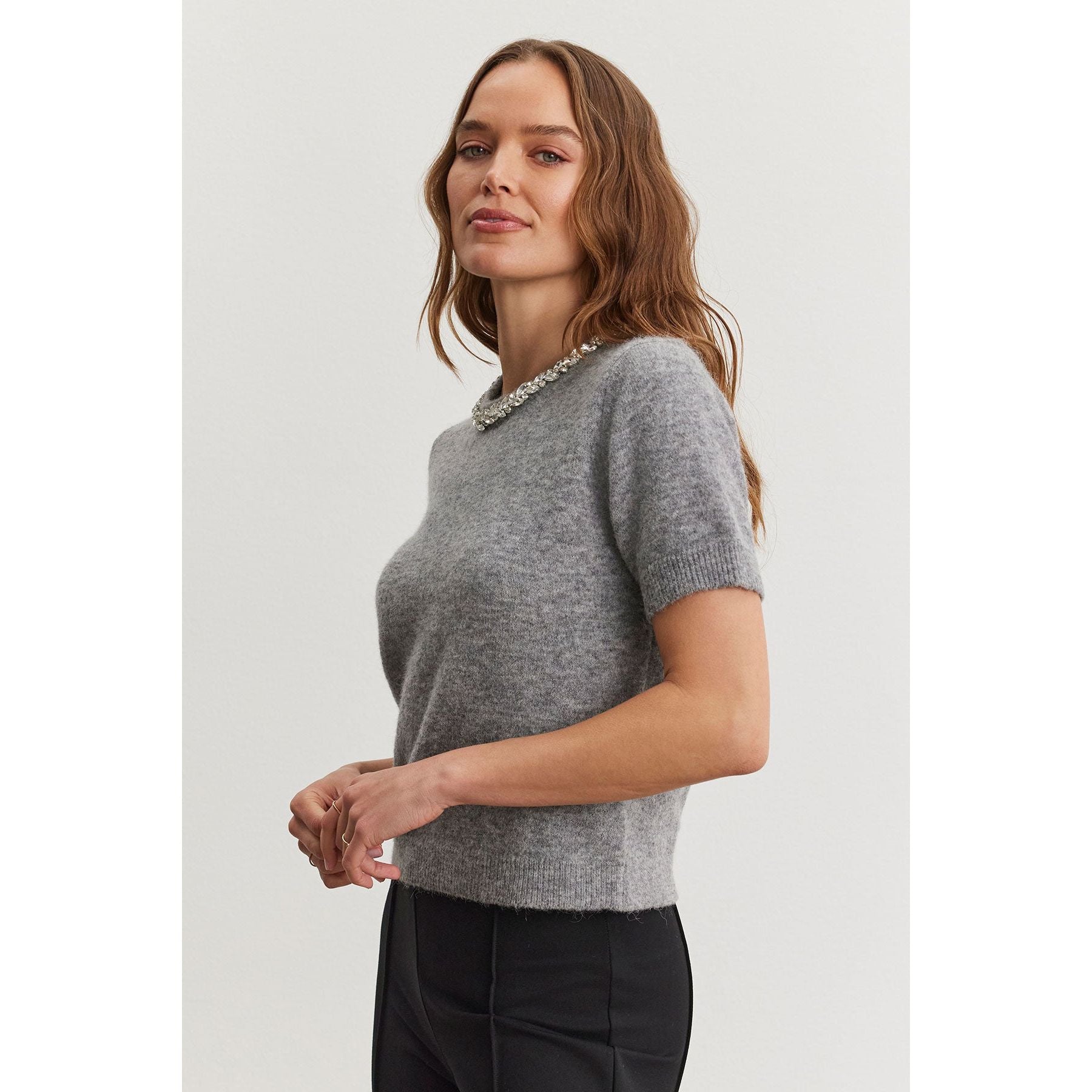 Velvet by Graham and Spencer Layton Cozy Alpaca Blend Top in Grey