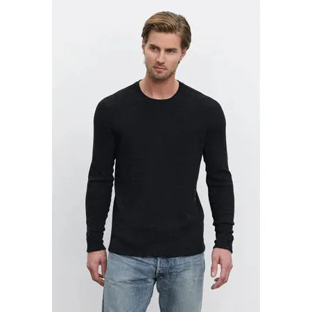 Velvetmen Tobias Brushed Thermal Crew in Black