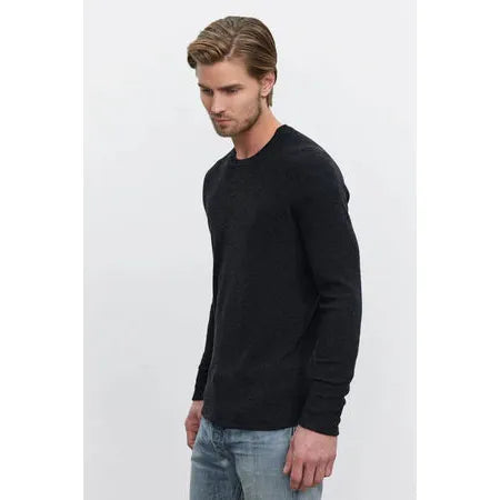 Velvetmen Tobias Brushed Thermal Crew in Black