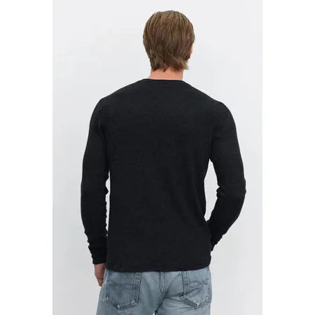 Velvetmen Tobias Brushed Thermal Crew in Black