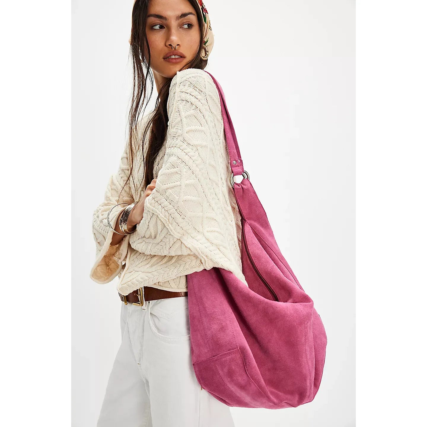 Free People Roma Suede Tote Bag in Fuschia