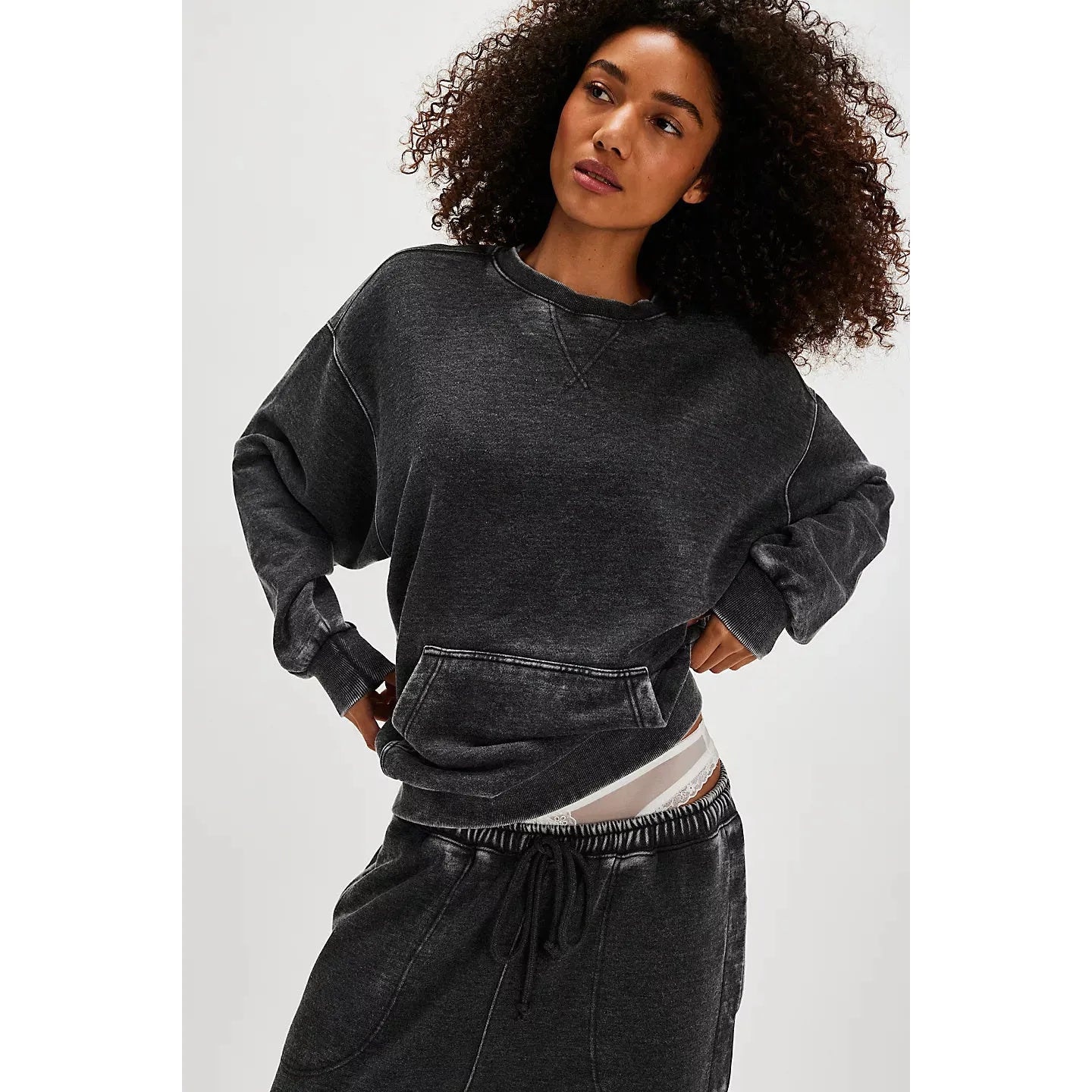 Free People Slow it Down Pullover in Black