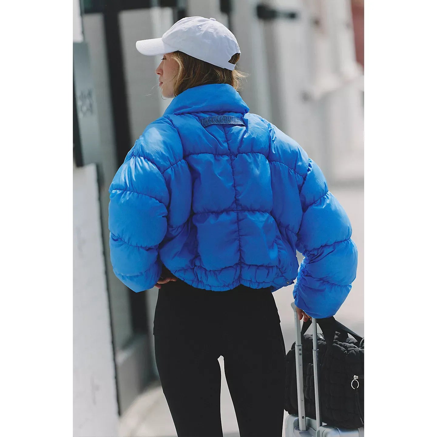 Free People In A Bubble Puffer Jacket in Riviera Blue