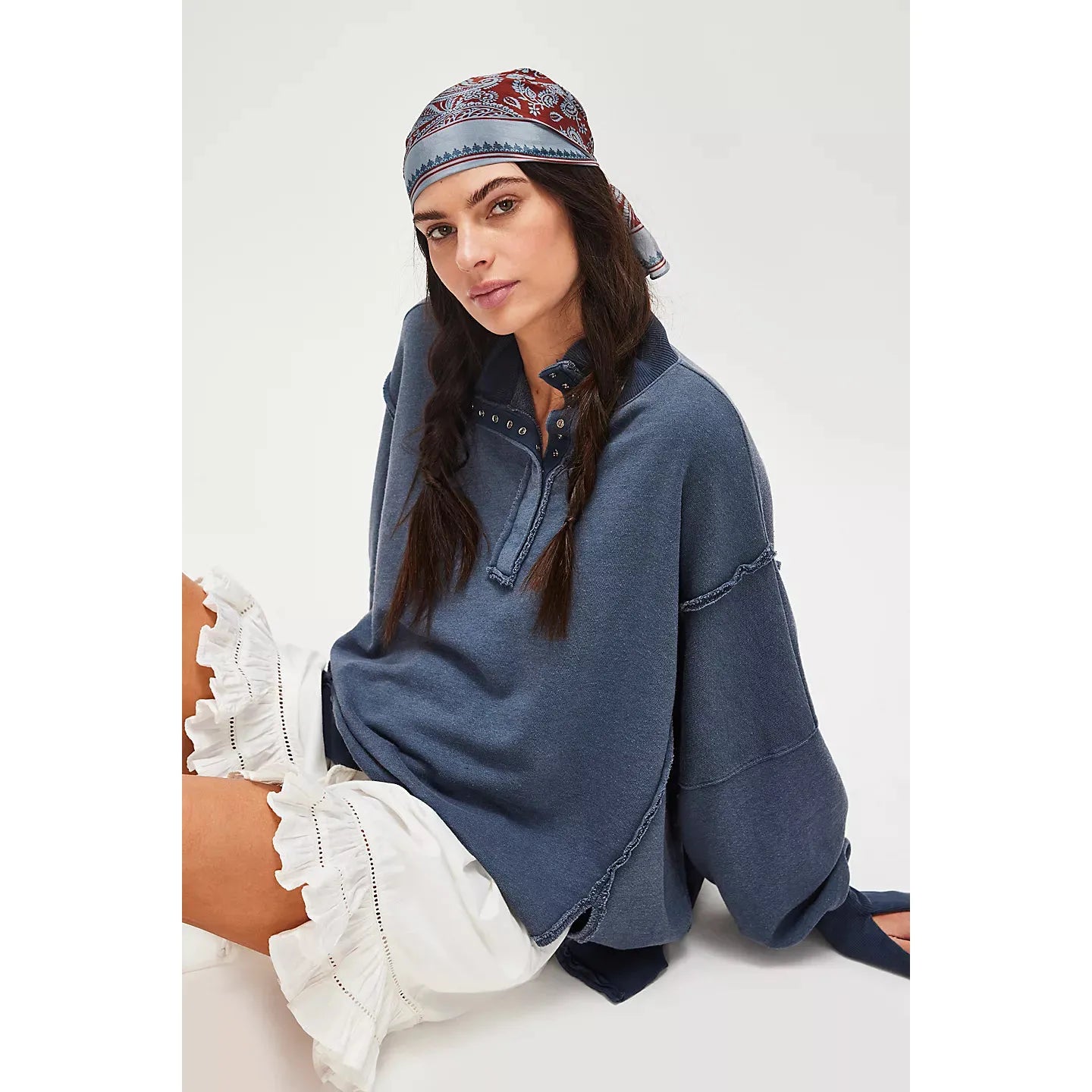 Free People Camden Henley in Navy