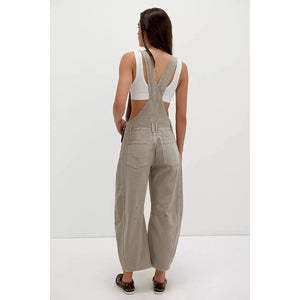 Free People Good Luck Barrel Overalls in Cobblestone