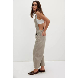 Free People Good Luck Barrel Overalls in Cobblestone