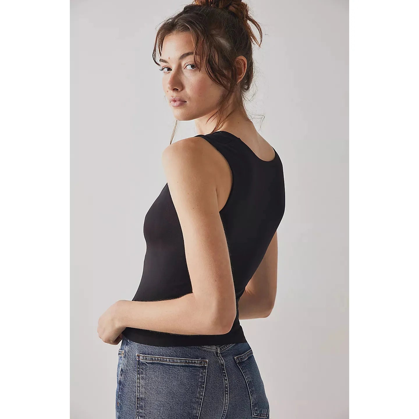 Free People Clean Lines Muscle Cami in Black