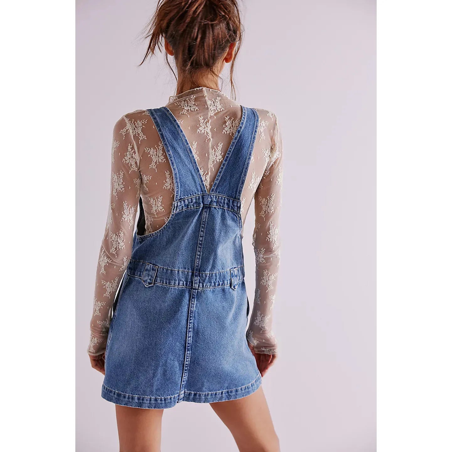 Free People Edie Denim Skirtall in Nimbus
