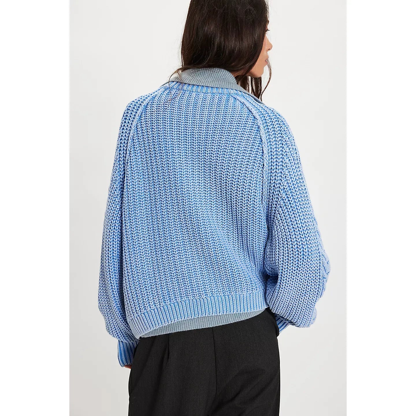 Free People Frankie Cable Sweater in Della Robbia Blue