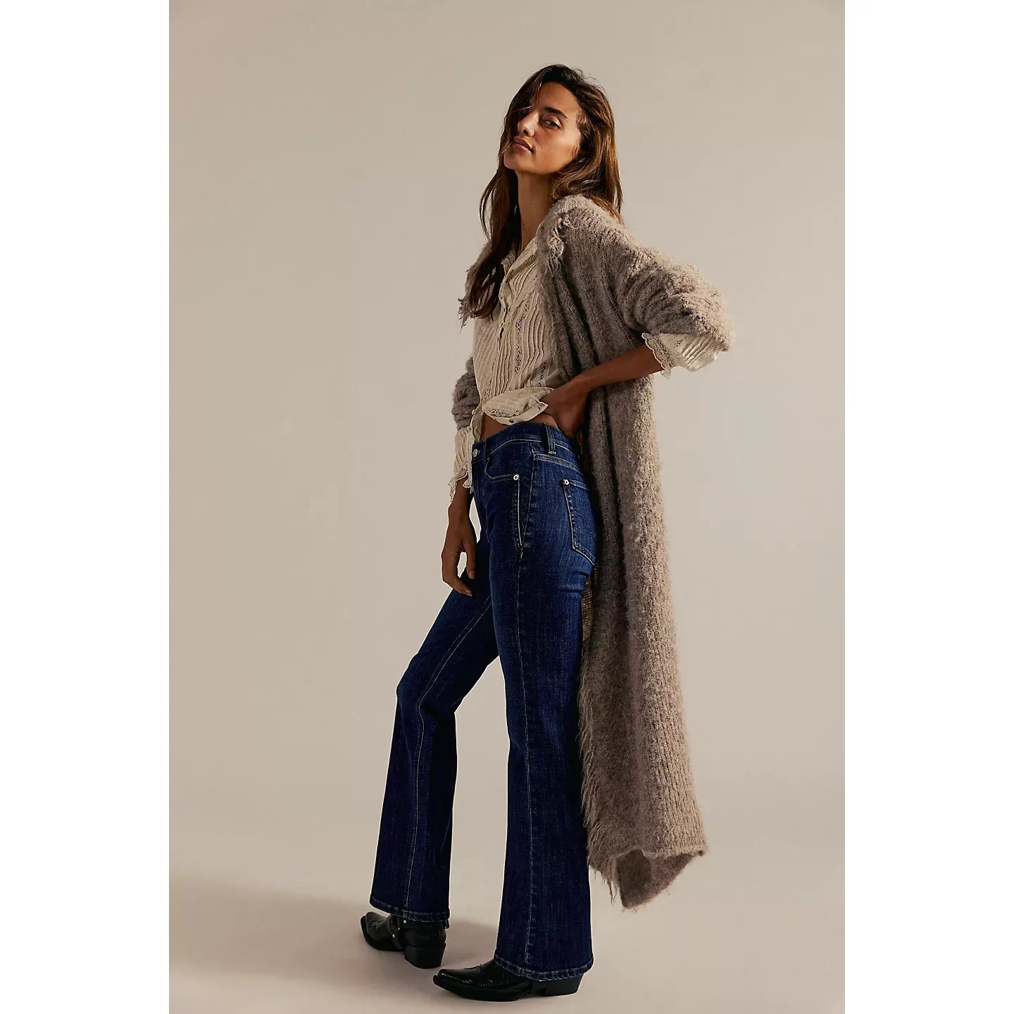 Free People Double Knot High Rise Straight Boot Cut Jeans