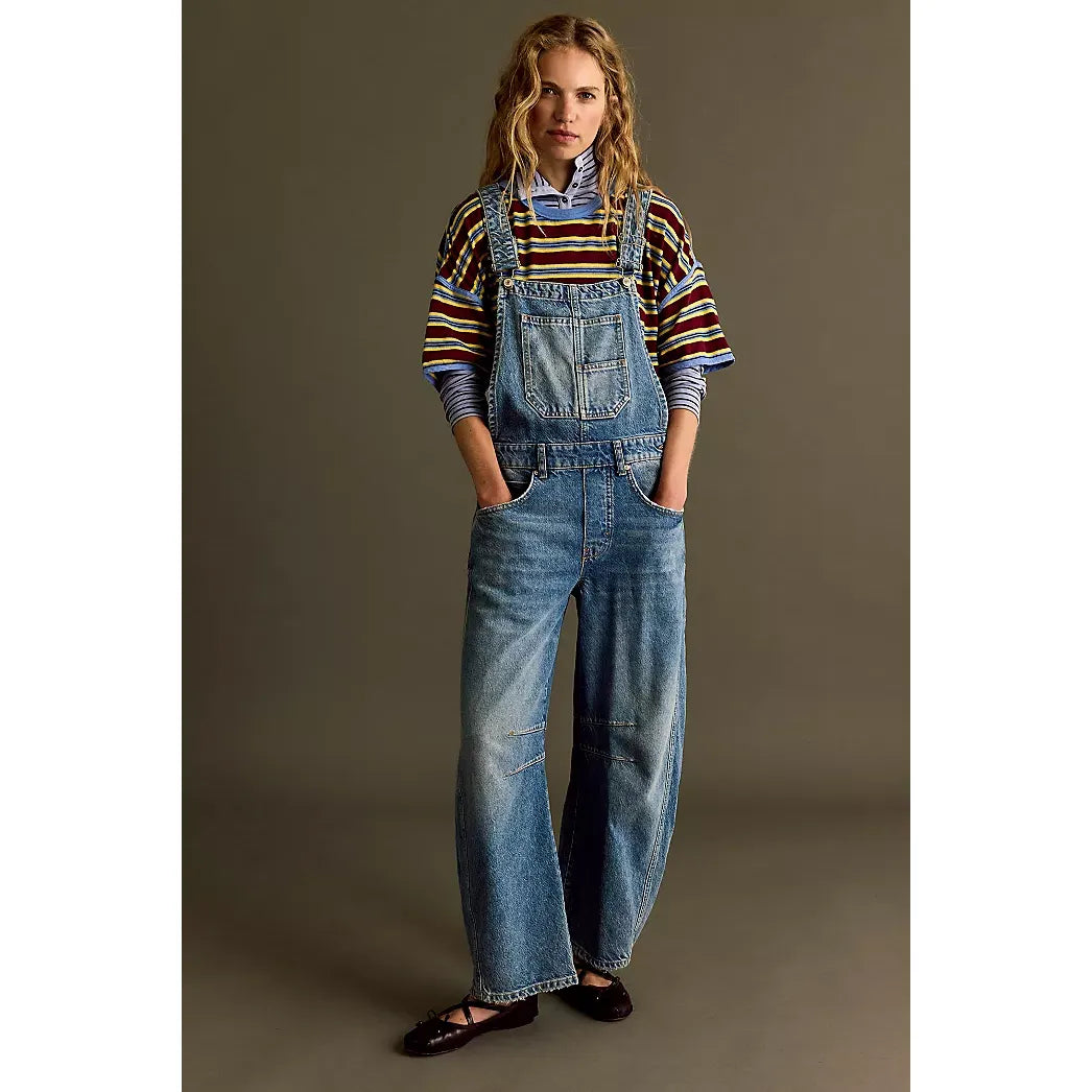 Free People Good Luck Barrel Overall in Ultra Light Beam