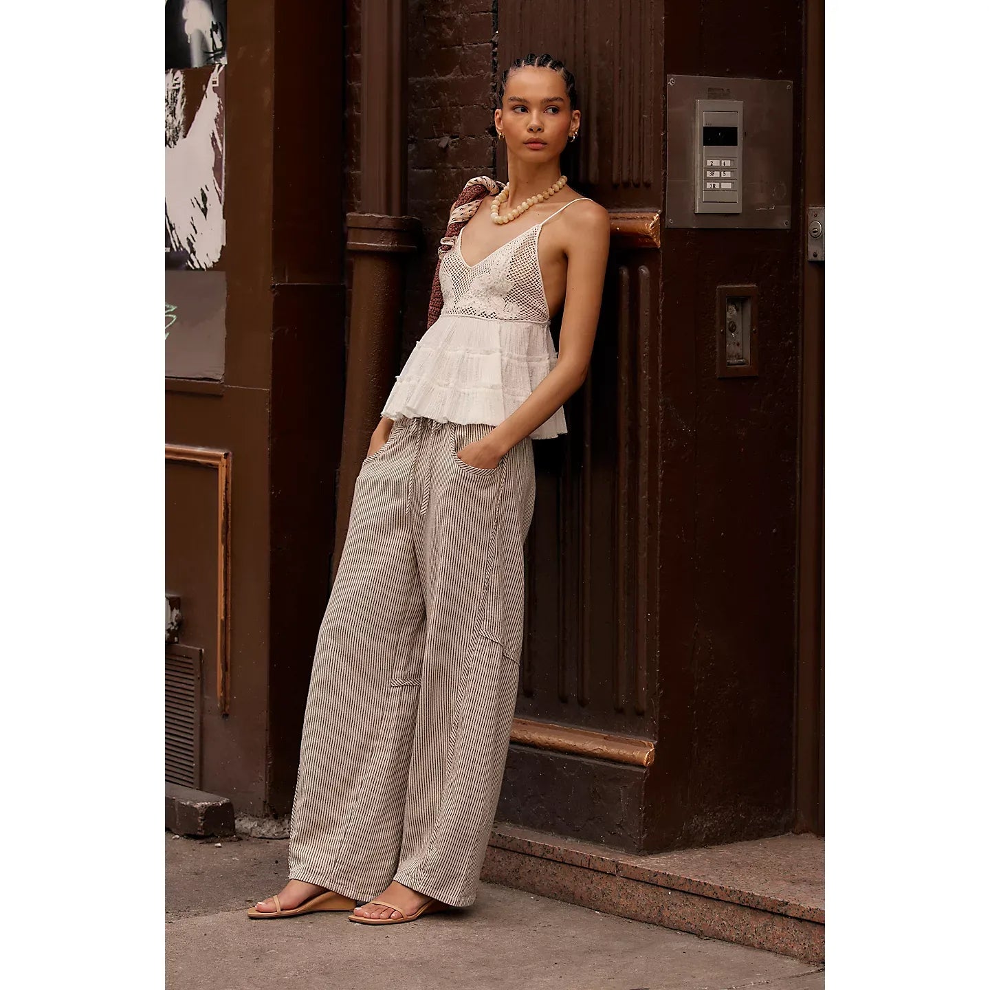 Free People Something Good Pull-On Barrel Pants in Ivory