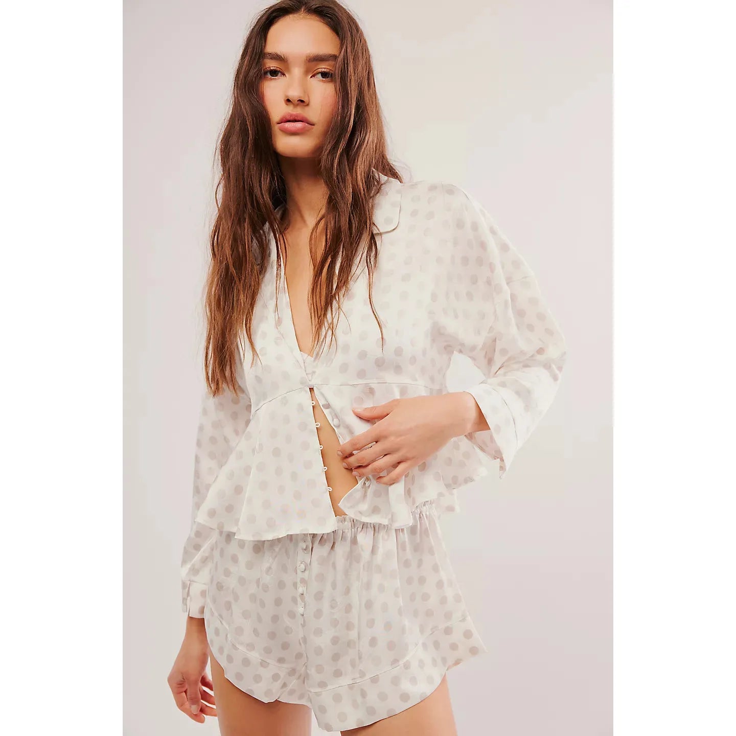 Free People Beauty Sleep PJ Set in White Combo