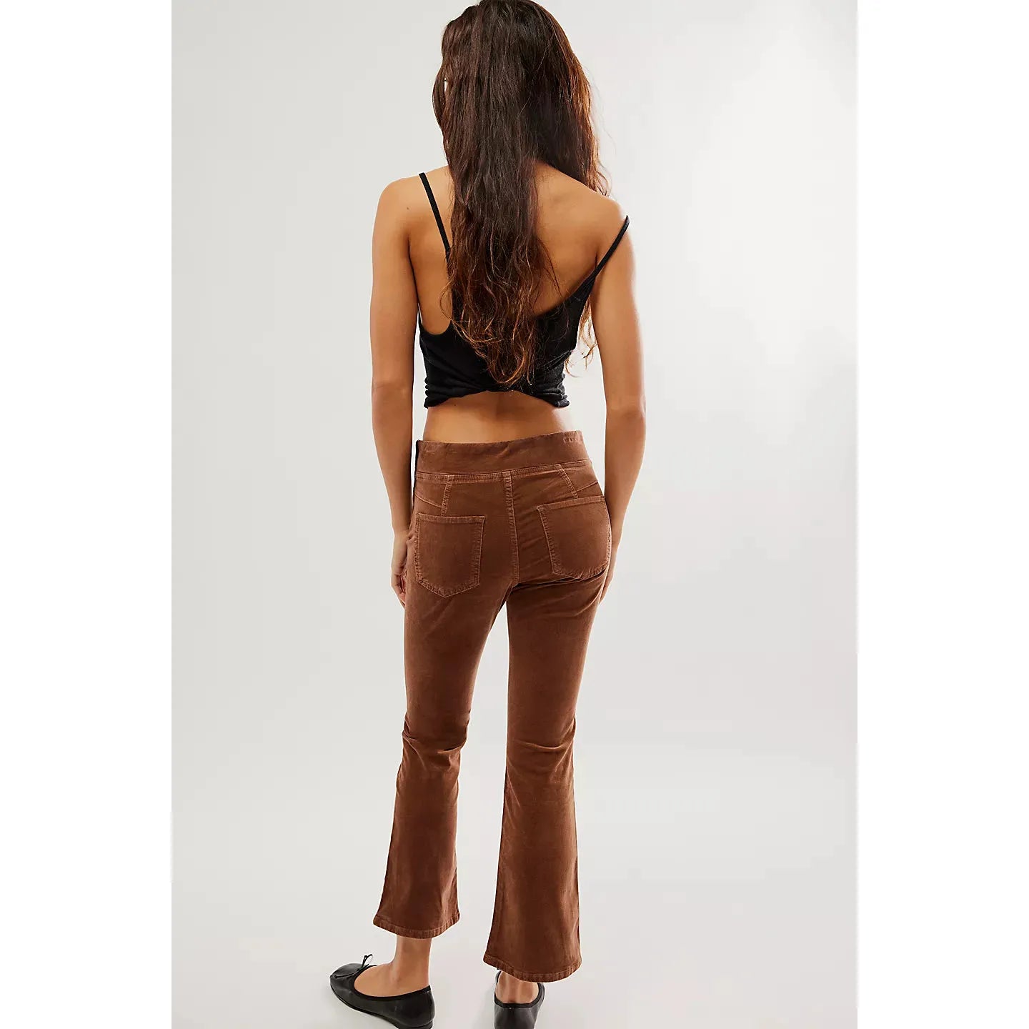 Free People In My Feelings Velvet Crop Slim Flare Pants