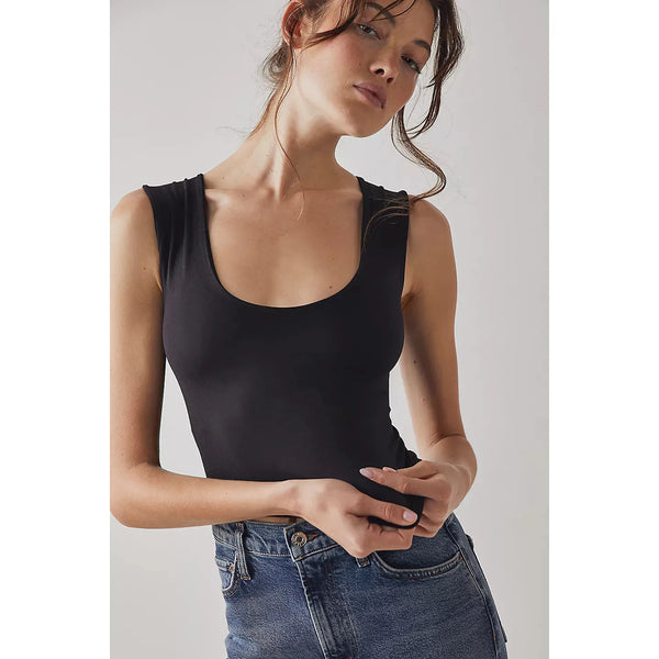 Free People Clean Lines Muscle Cami in Black