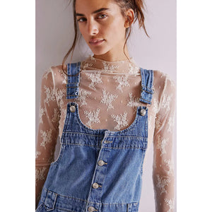Free People Edie Denim Skirtall in Nimbus