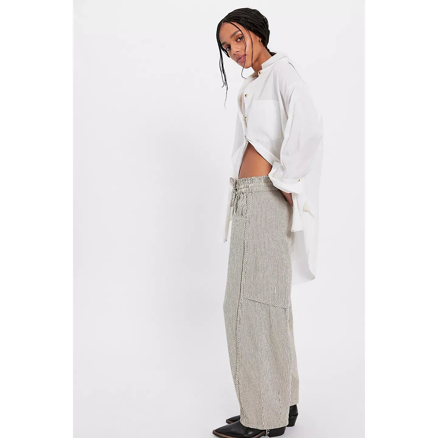 Free People Something Good Pull-On Barrel Pants in Ivory