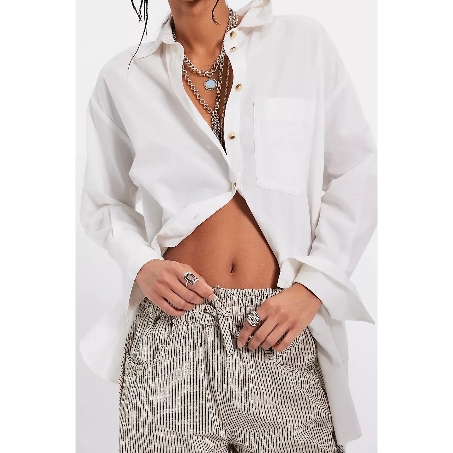 Free People Something Good Pull-On Barrel Pants in Ivory