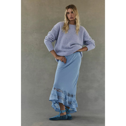 Free People Long Lost Lover Maxi Slip Skirt in Cashmere Blue
