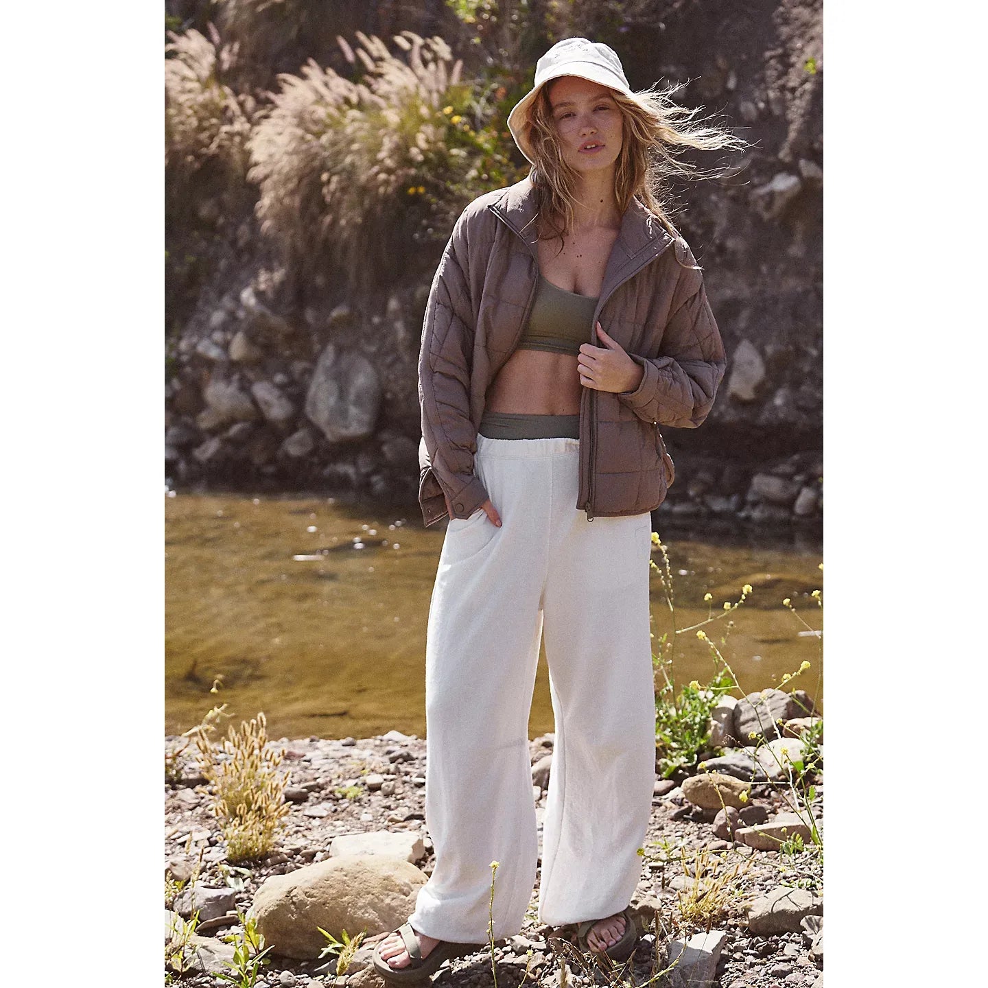 Free People Pippa Packable Puffer Jacket in Fossil