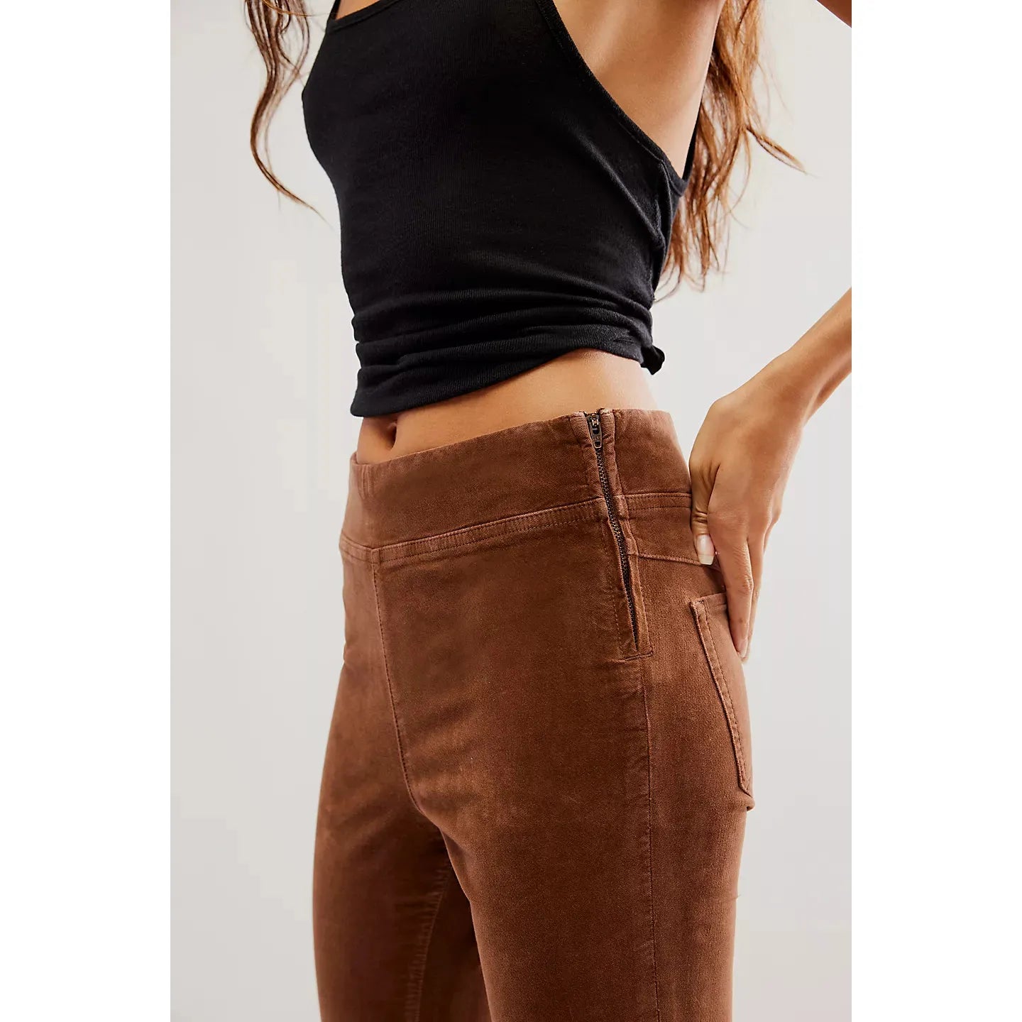 Free People In My Feelings Velvet Crop Slim Flare Pants