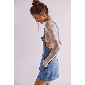 Free People Edie Denim Skirtall in Nimbus