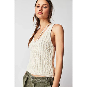 Free People High Tide Cable Tank in Tea