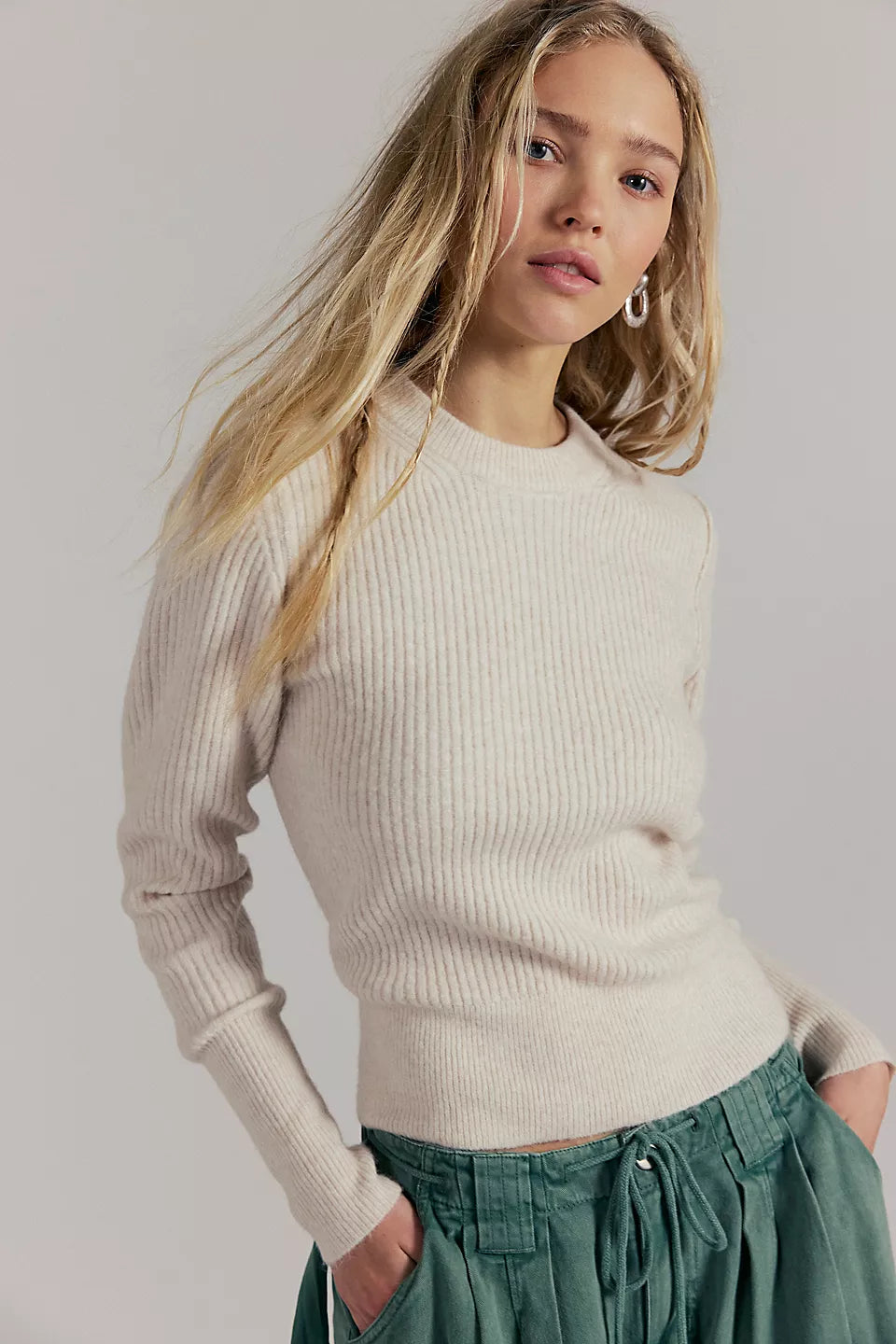 Free People Ever After Pullover in Almond Milk Heather