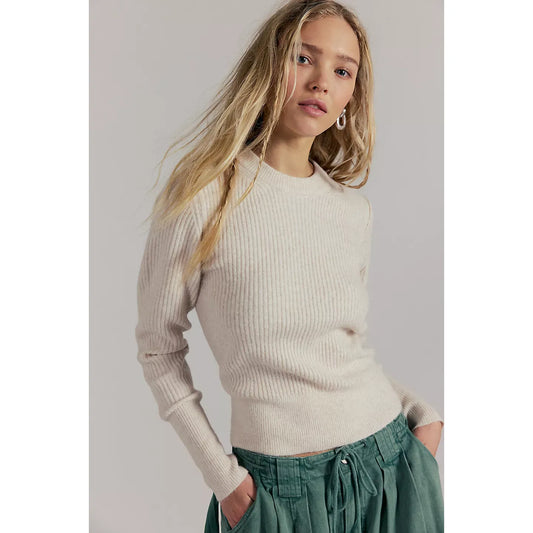 Free People Ever After Pullover in Almond Milk Heather