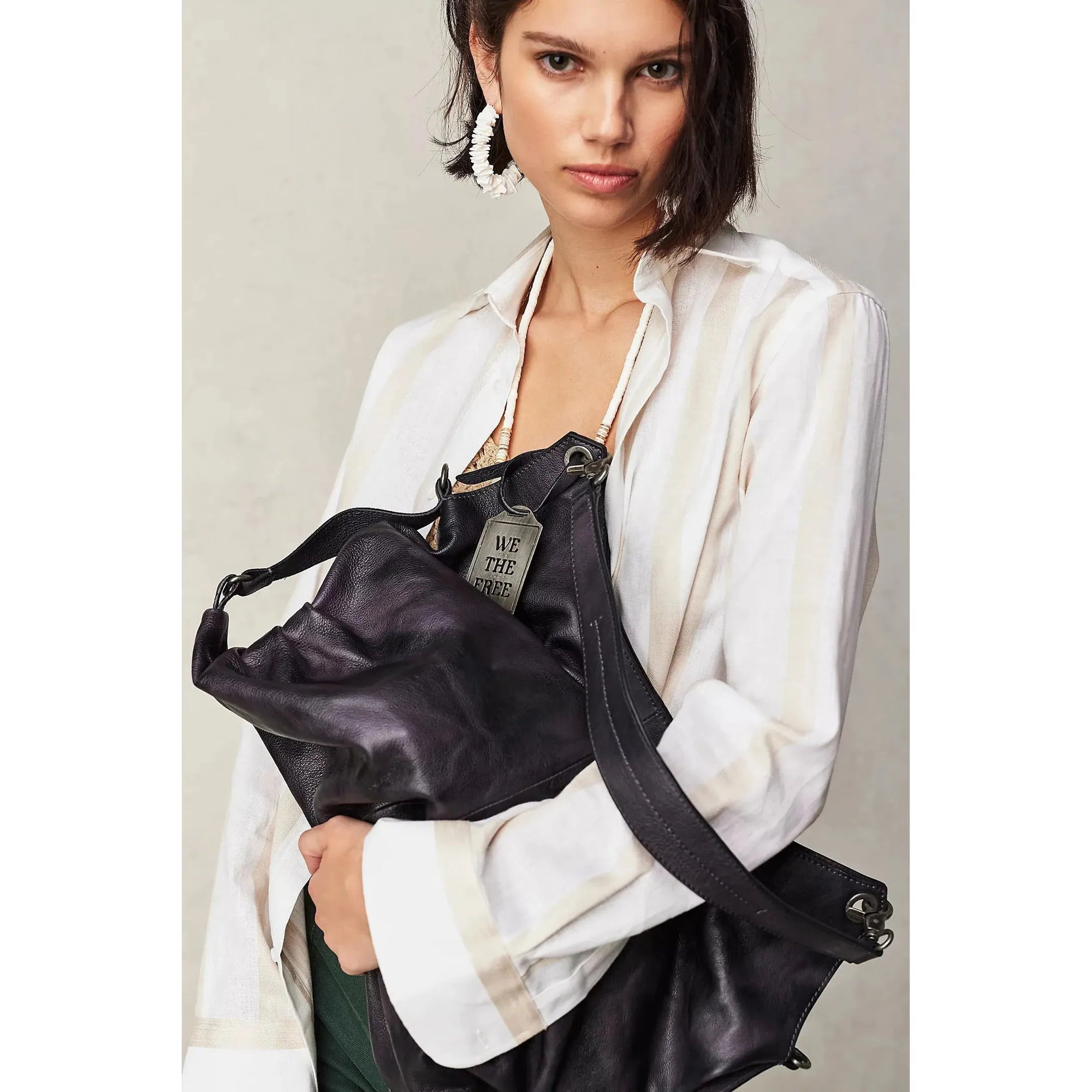 Free People We The Free Sabine Slouchy Bag in Washed Black