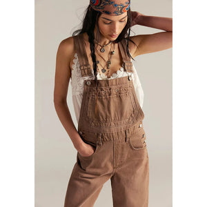 Free People Deep Trance Overalls in Brown Sugar