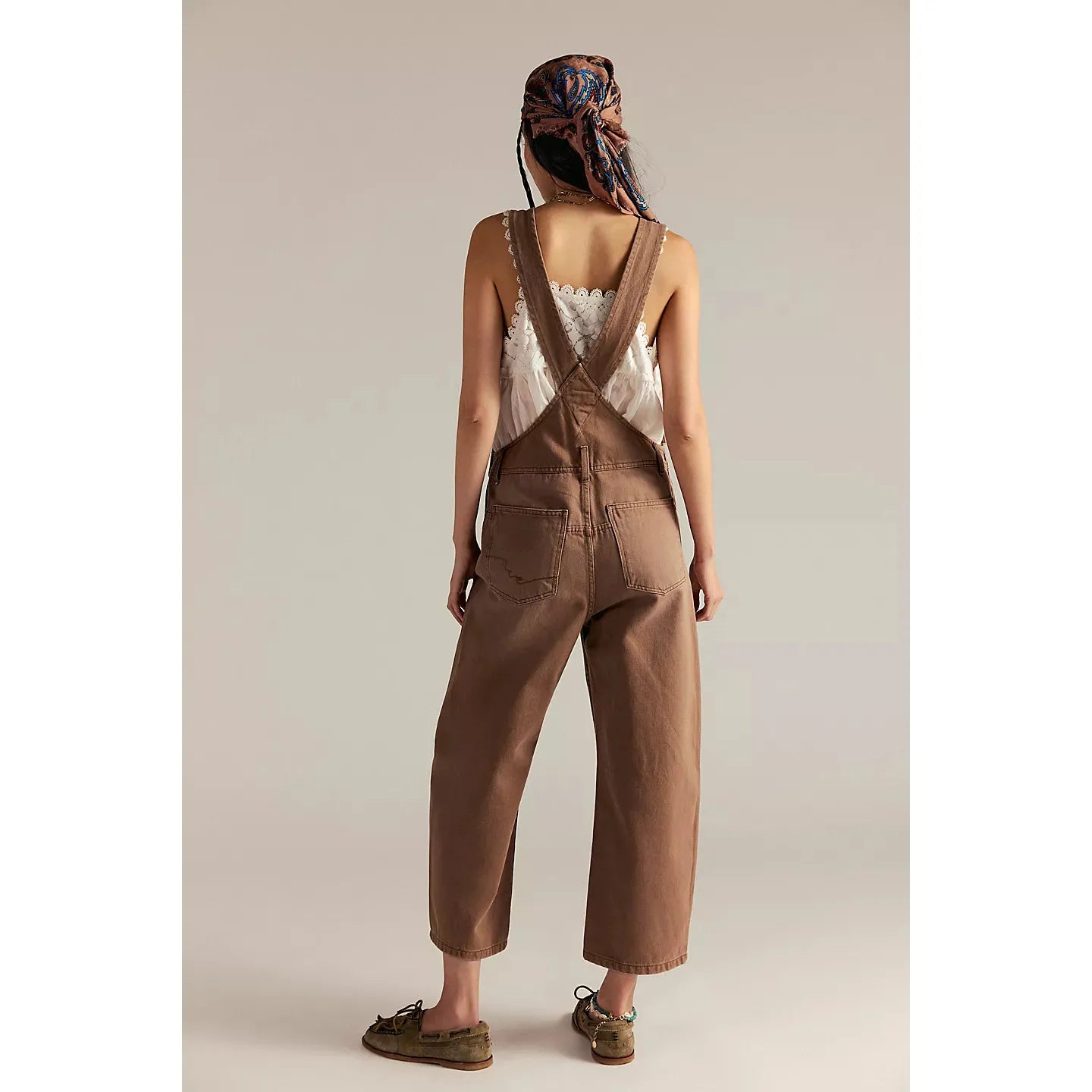 Free People Deep Trance Overalls in Brown Sugar