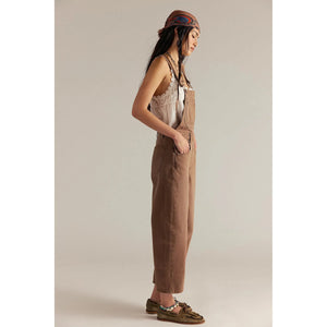 Free People Deep Trance Overalls in Brown Sugar