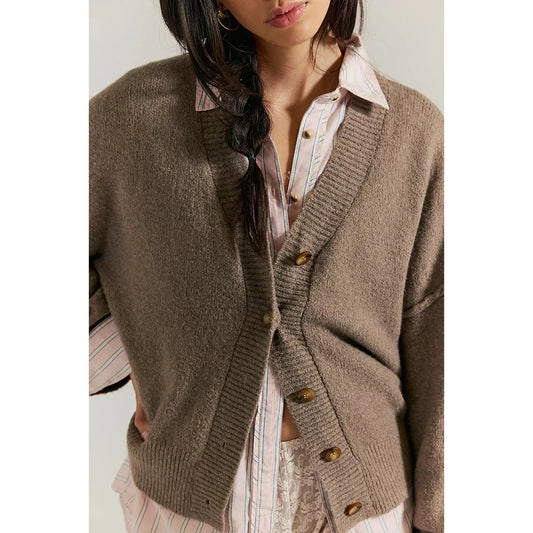 Free People Cool of the Night Cardi in Mocha Melange