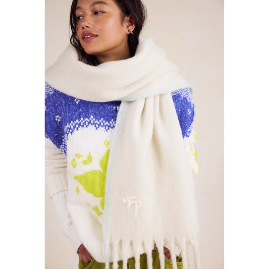 Free People Winter Chill Blanket Scarf in Ivory