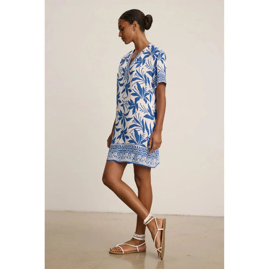 Velvet by Graham & Spencer Vanessa Fiji Printed Viscose Dress in Cobalt