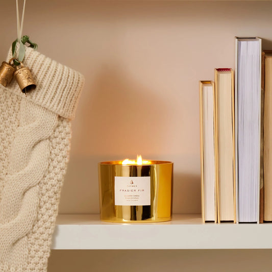 Thymes Frasier Fir Gold 3 Wick Candle