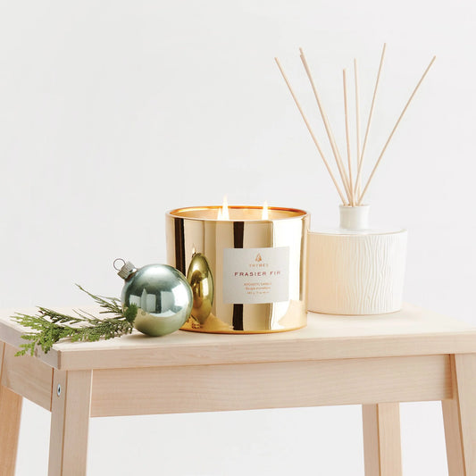 Thymes Frasier Fir Gold 3 Wick Candle