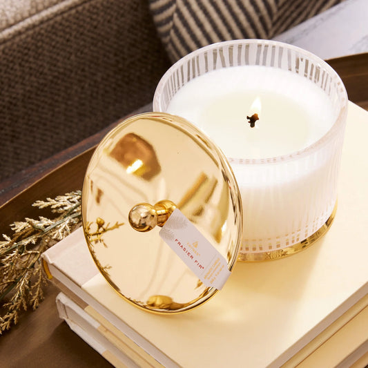 Thymes Frasier Fir Frosted Wood Grain Candle