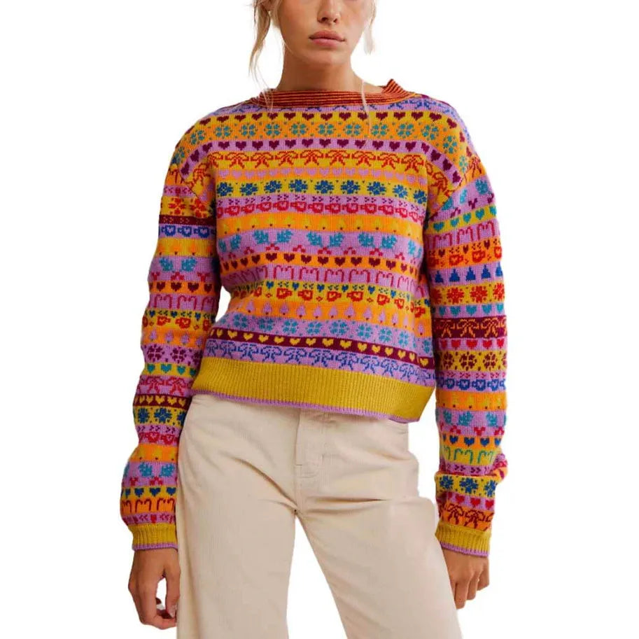 Free People Favorite Things Sweater in Bright Confetti Combo