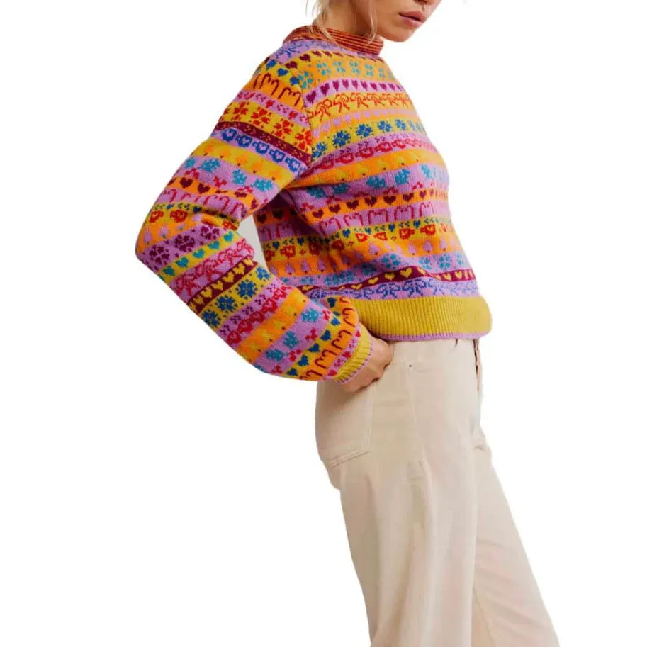 Free People Favorite Things Sweater in Bright Confetti Combo