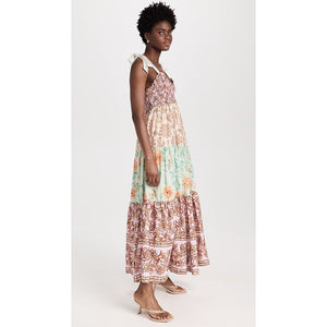 Free People Bluebell Floral Print V-Neck Sleeveless Maxi Dress in Lilac Combo
