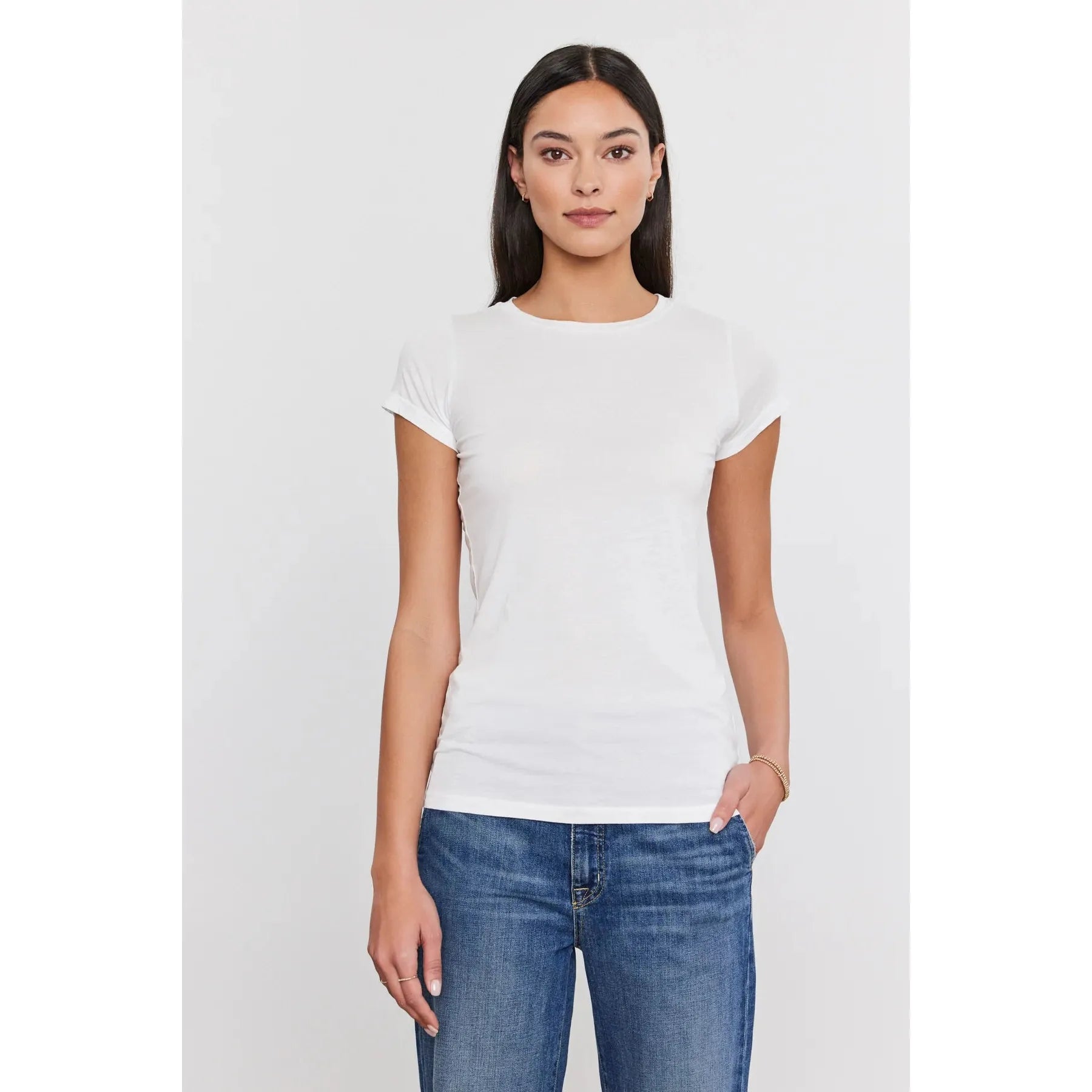 Velvet by Graham & Spencer Jemma Gauzy Whisper Fitted Tee in White