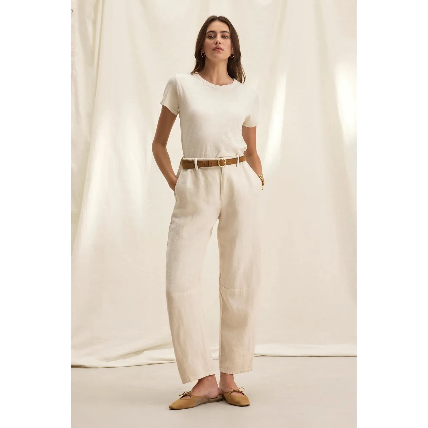 Velvet by Graham & Spencer Taylor Heavy Linen Pant in Chalk