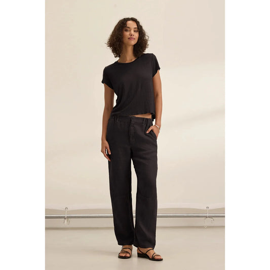 Velvet by Graham & Spencer Taylor Heavy Linen Pant in Black