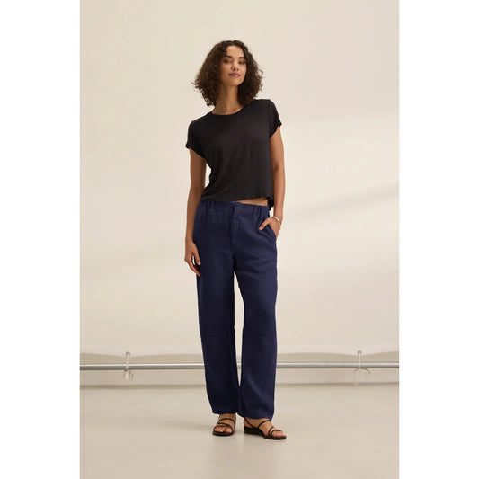 Velvet by Graham & Spencer Taylor Heavy Linen Pant in Navy