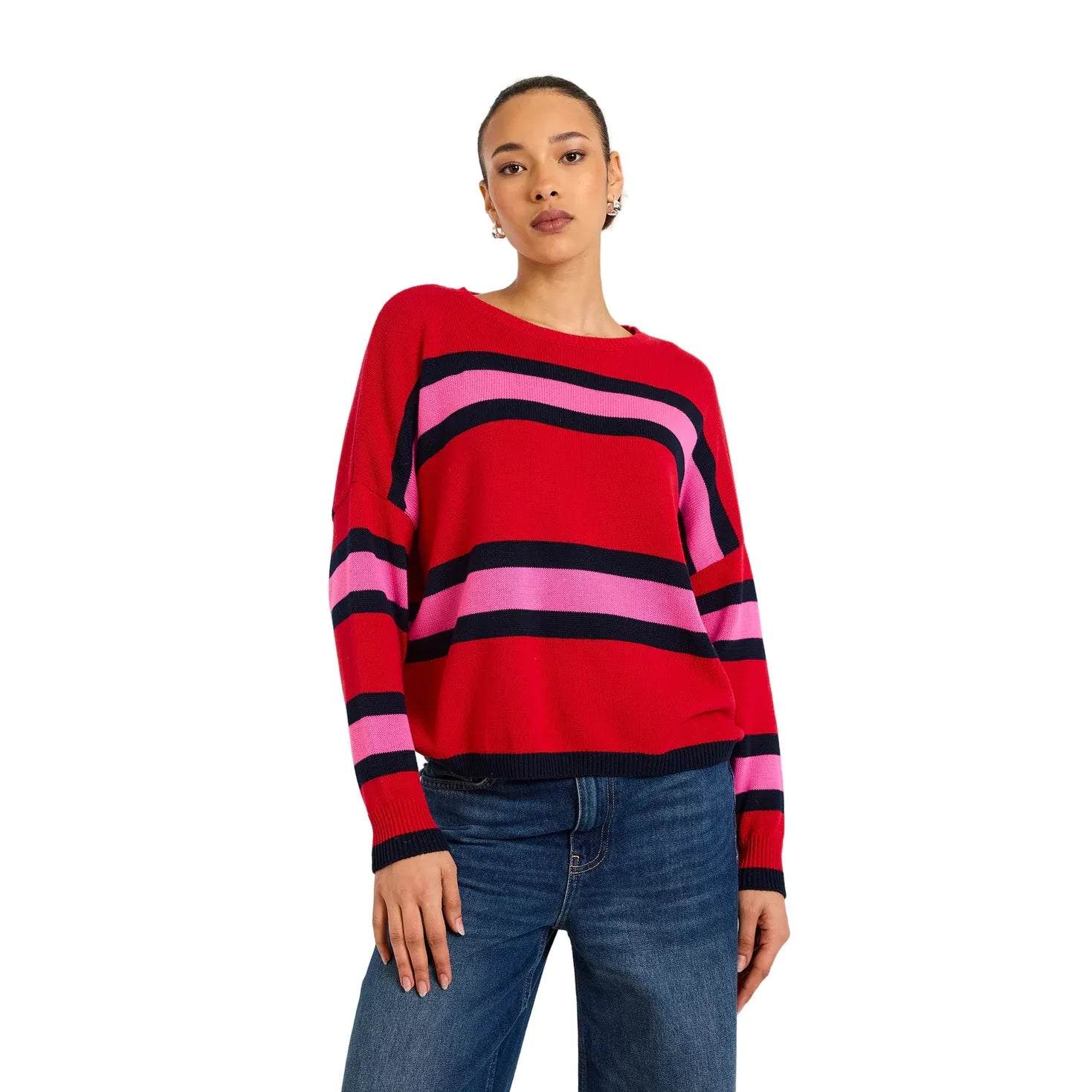 Wispr by Brodie Evelyn Striped Sweater in Tomato/Navy